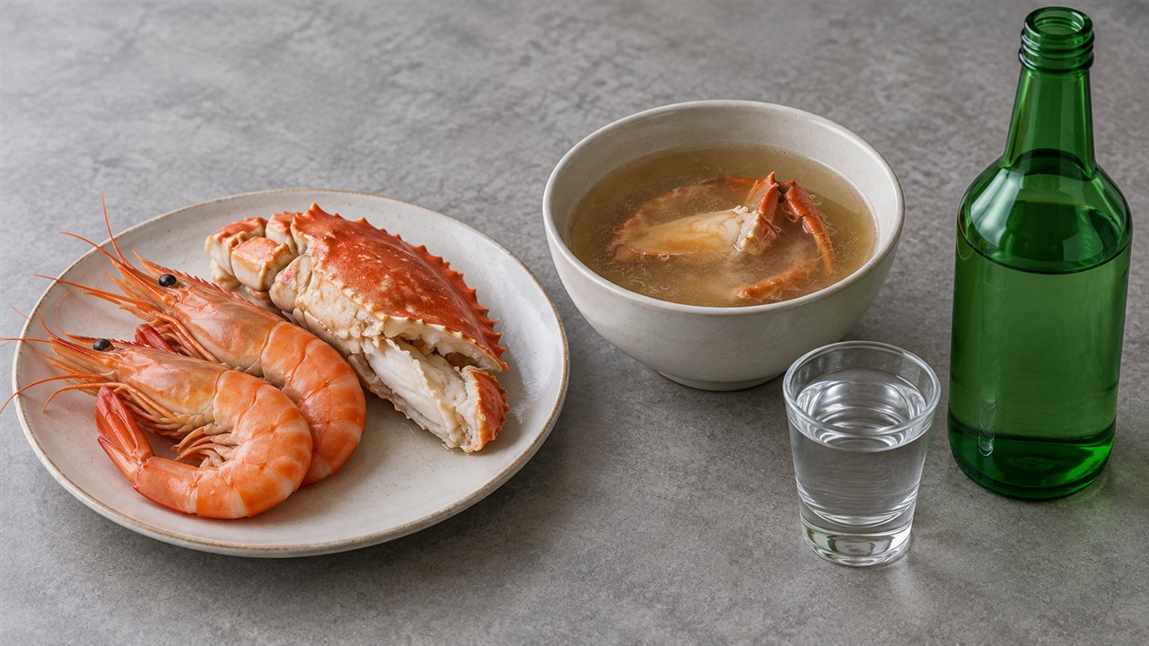 해산물·탕 국물·술: 본문에서 설명하는 식품과 음주 요인의 예시