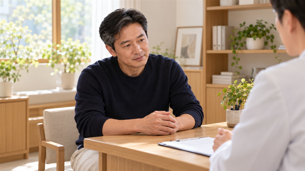 의료진과 후속 검사 및 관리 계획을 상담하는 모습