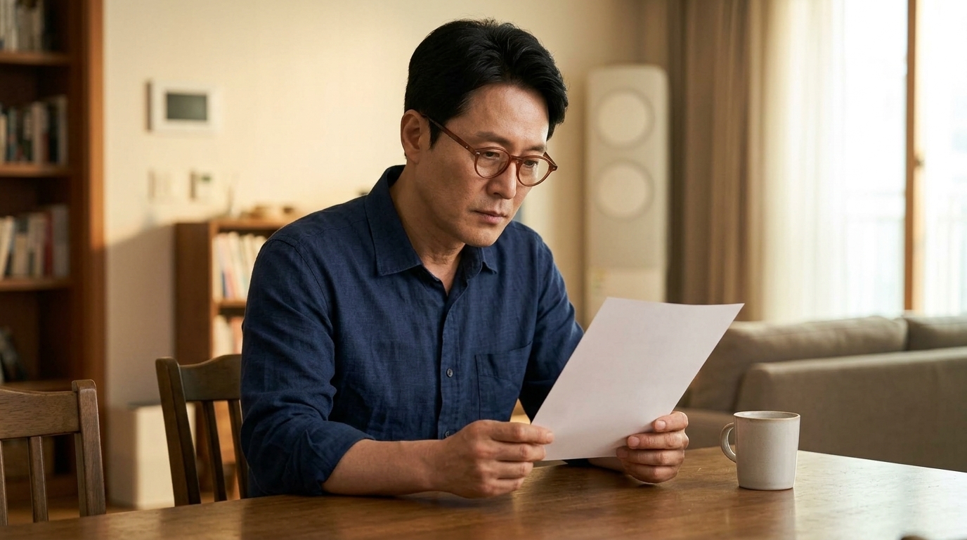 검진 결과표의 수치를 살펴보는 모습