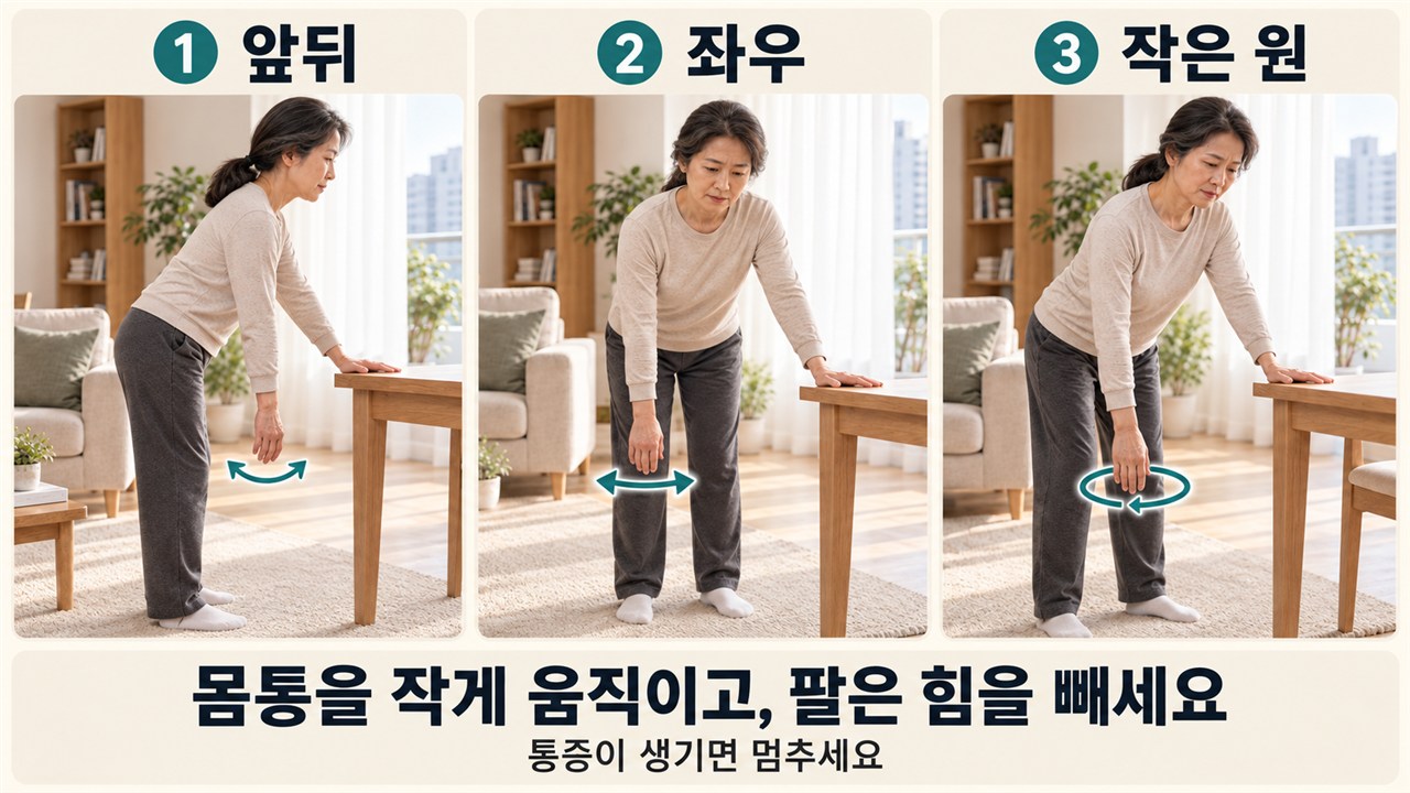 팔의 이동 방향은 앞뒤·좌우·작은 원